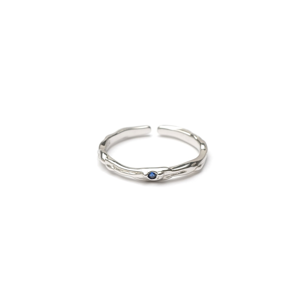 S925 BLUE ZIRCONIA DISTORTED RING SILVER