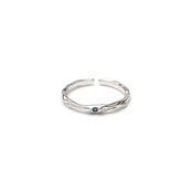 S925 BLUE ZIRCONIA DISTORTED RING SILVER