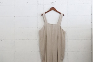 ouvert コットンリネンパナマ1タックサロペットパンツ