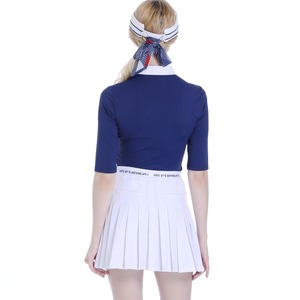 ブルー　5分袖　Tシャツ　トップス