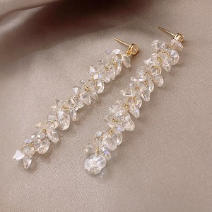 クリスタル タッセル イヤリング かわいい シンプル 上品 おしゃれ お洒落 かっこいい エスニック 大人可愛い 大人女子 レディース お出かけ 休日 パーティー イベント 旅行 高見え 格上げ トレンド シーズンレス 誕生日 結婚式 二次会 披露宴