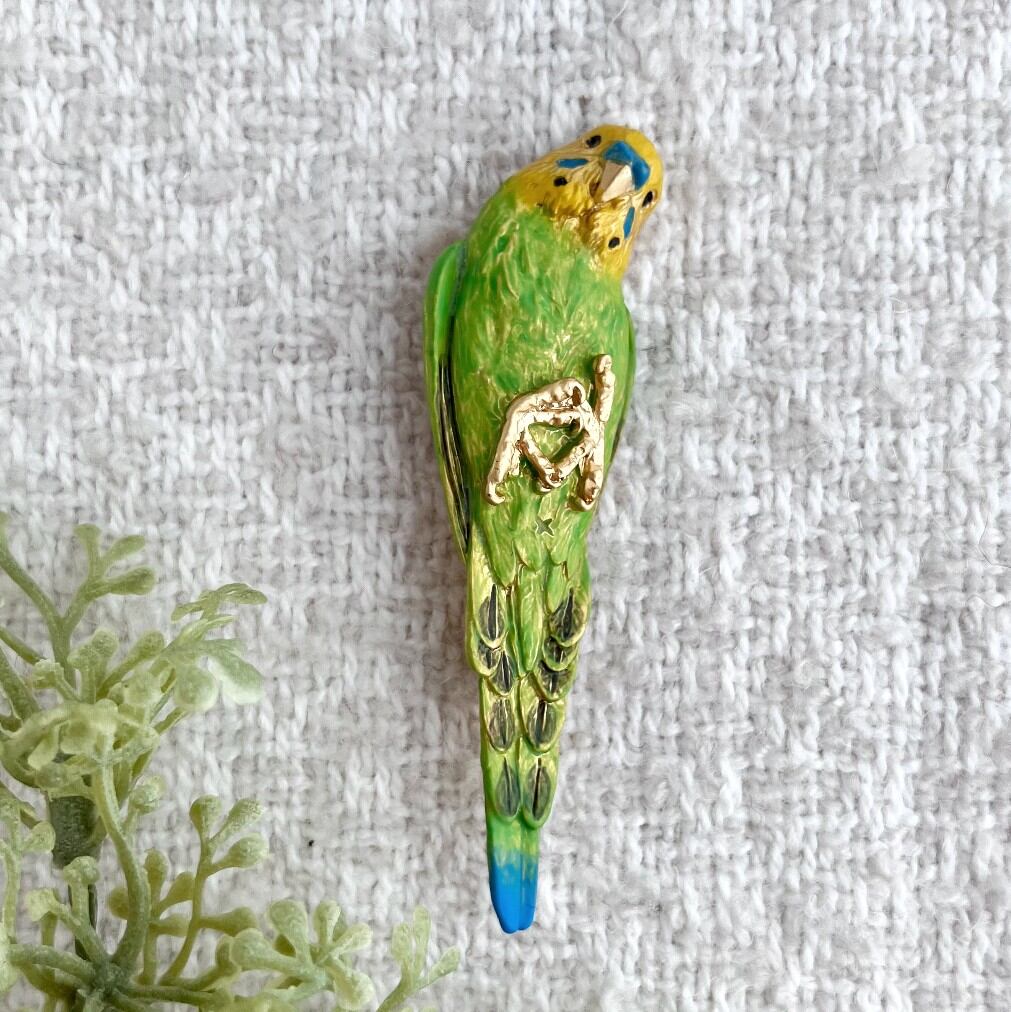 Palnartpoc ニギコロポーズブローチ グリーン セキセイインコ 鳥 パル