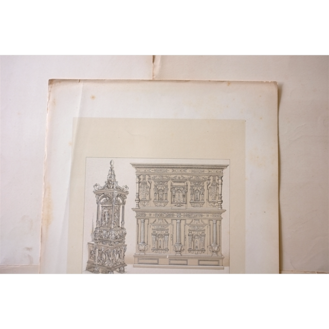 19世紀 40c 欧州泡沫の日々と室内装飾図版g 16世紀 フランス アンティーク