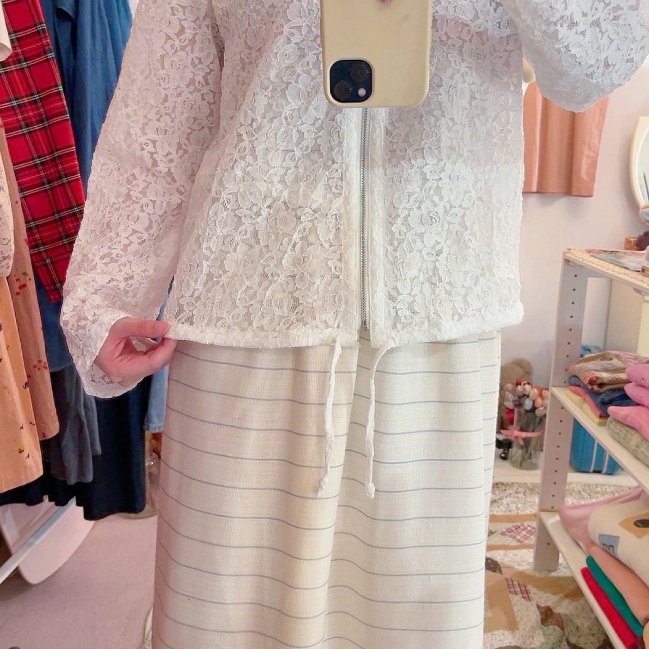 white flower lace hoodie