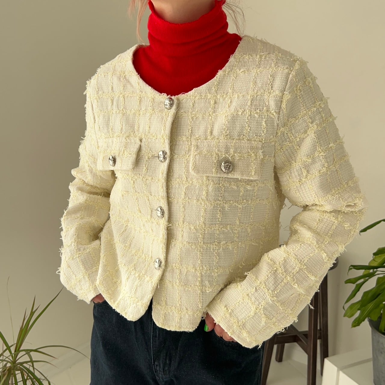 ノーカラーツイードジャケット_LN03222 | lanan(ラナン)