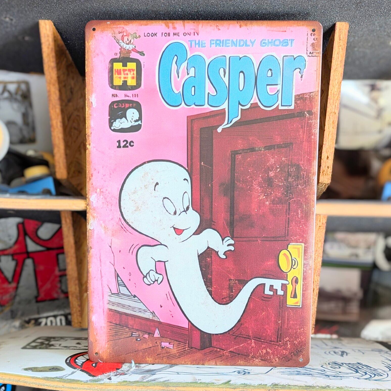♧送料無料!ちょうどいいブリキ看板【 CASPER ( キャスパー )】 METAL SIGN / メタルサイン / ブリキ看板 / サインボード / ビンテージ加工 〚アメリカン雑貨 アメトイ〛