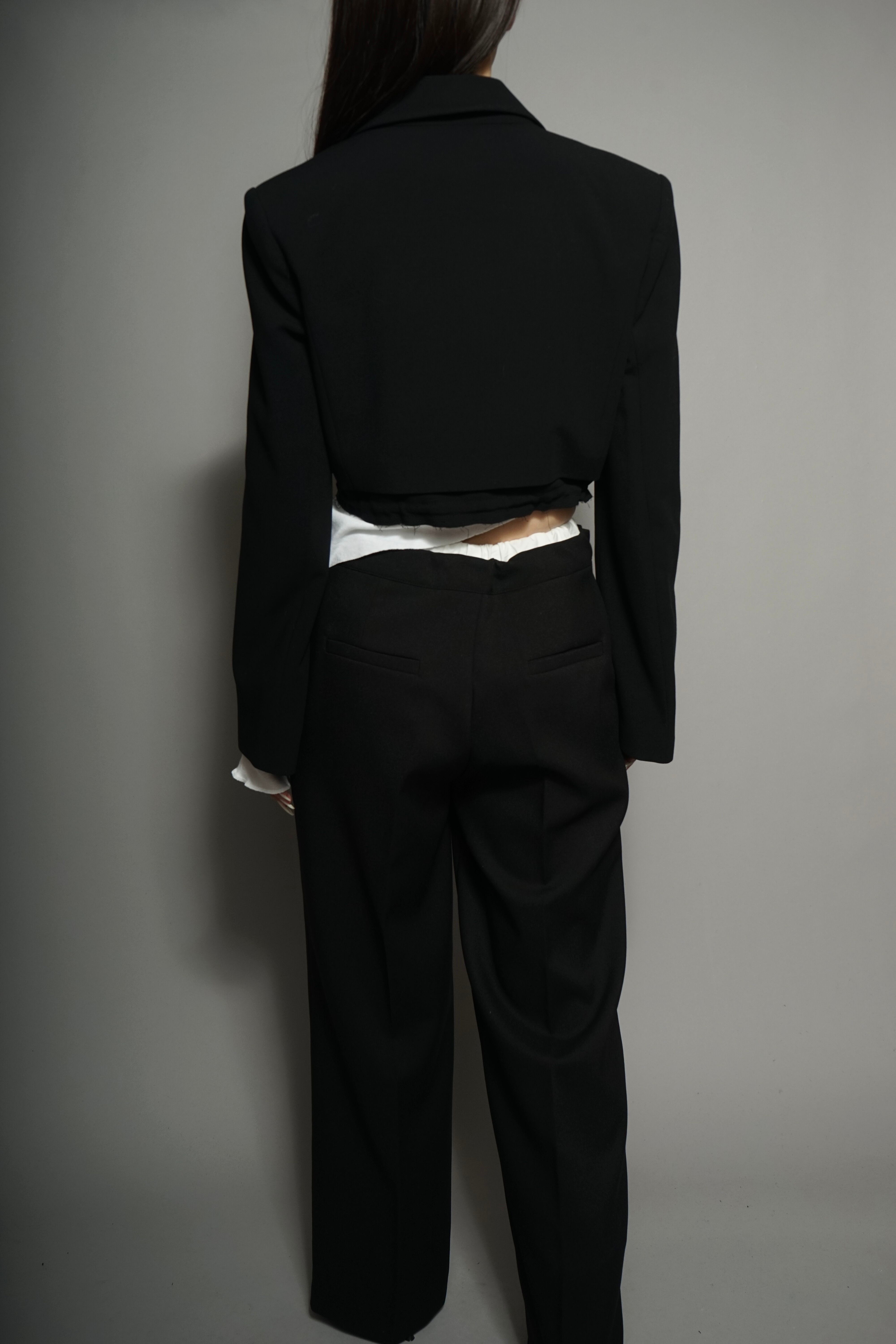 CUT HEM TIE JACKET (BLACK) 2401-97-501 | HELK