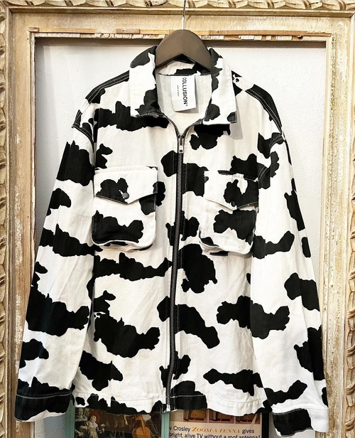 00's〜 L/S Holstein pattern denim shirts jacket 【L】