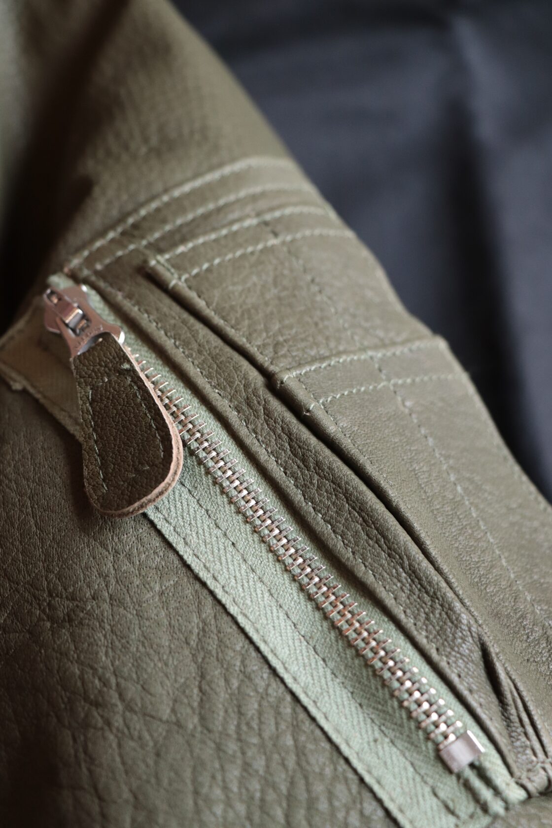 C WORKS/シーワークス LEA Leather MA-1 OLIVE CWJK028 | PAY ID