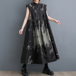 Stand Collar Sleeveless Dress / スタンドカラー ノースリーブ ワンピース