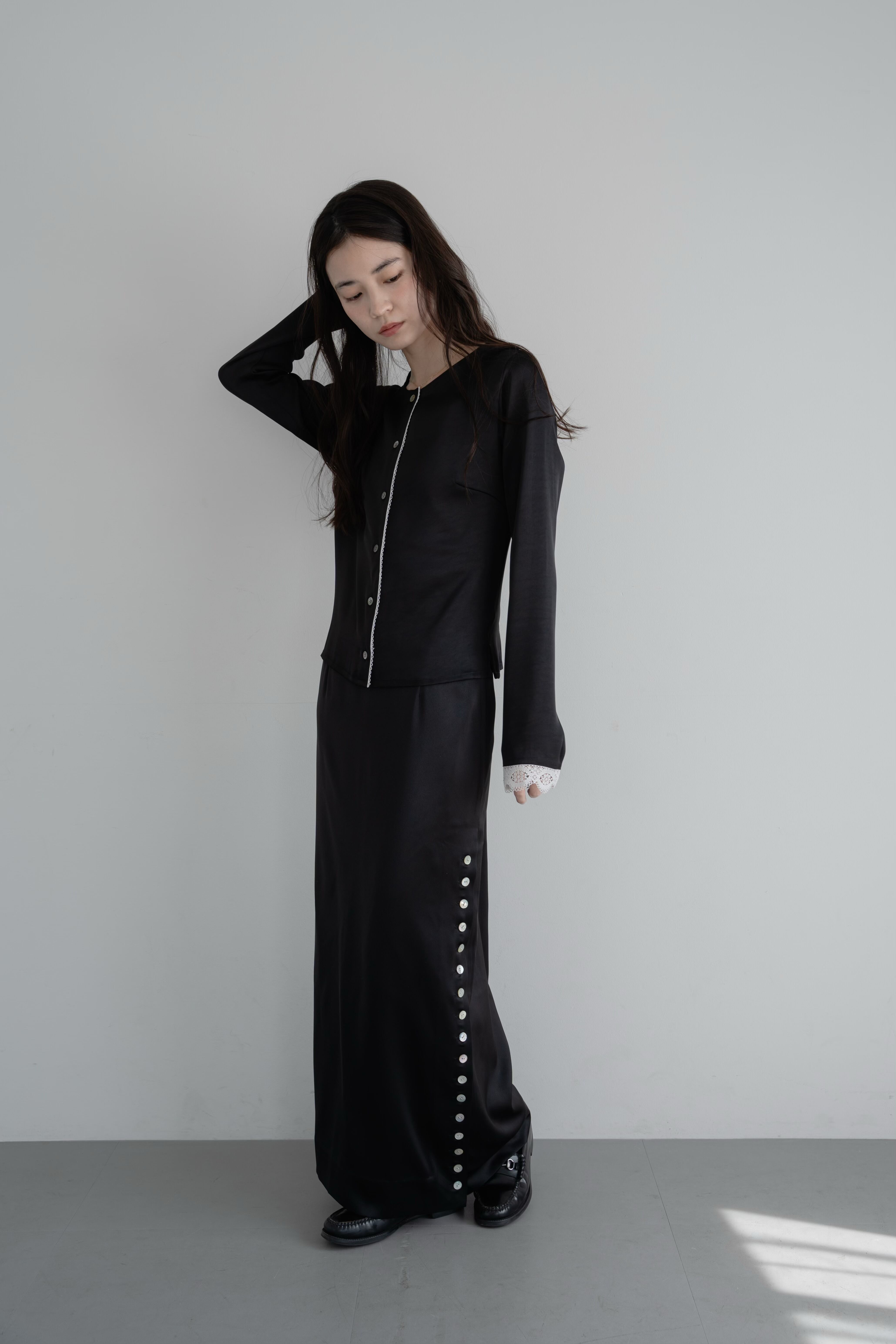 トップス philme lace satin blouse black F lace satin blouse | philme