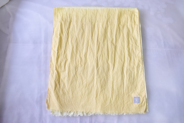 LOCALLY　cotton・linen cross tie over dye muffler　cream×yellow