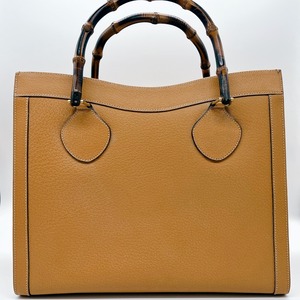 【GUCCI】グッチ　バンブー　レザーハンドバッグ　キャメル