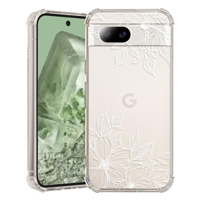 MNYWDSQ 対応 Google Pixel 8a 用 ケース耐衝撃 おしゃれ クリア透明 スリム 薄型 tpu 指紋防止 たいかく花