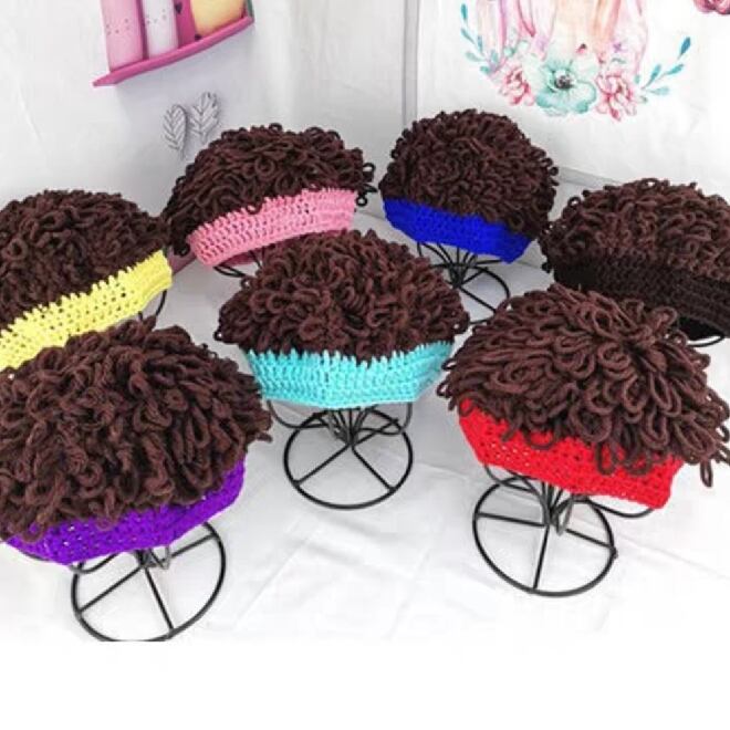 ベビー キッズ ヘアバンド ニット ウィッグ なんちゃってアフロ 春秋冬
