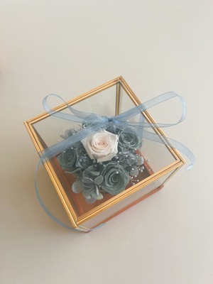 GIass Box Flower(white&blue green)