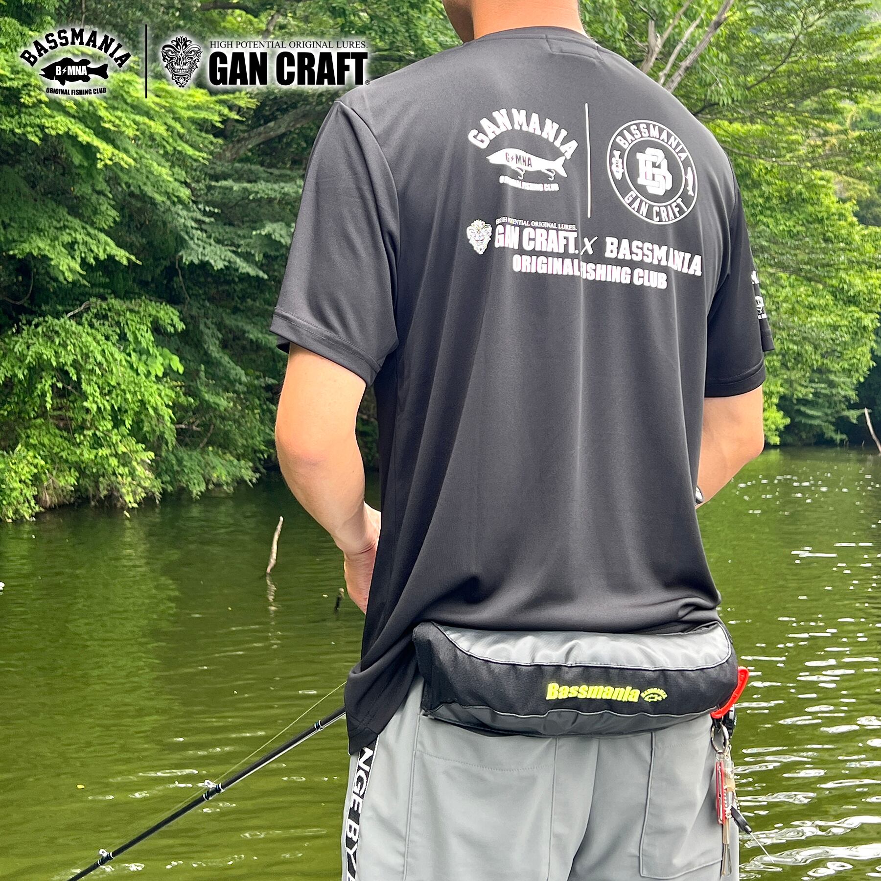GANCRAFT×BASSMANIA】GANMANIA LOGO ドライTシャツ ［BLK］ | bassmania.jp