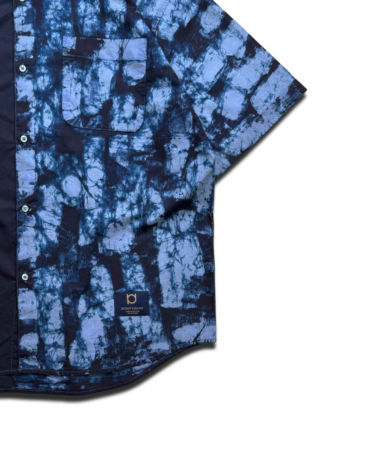 【3着限定販売 / 最短即日発送】ろうけつ藍染めブロード ルーズフィットシャツ 雨漏り