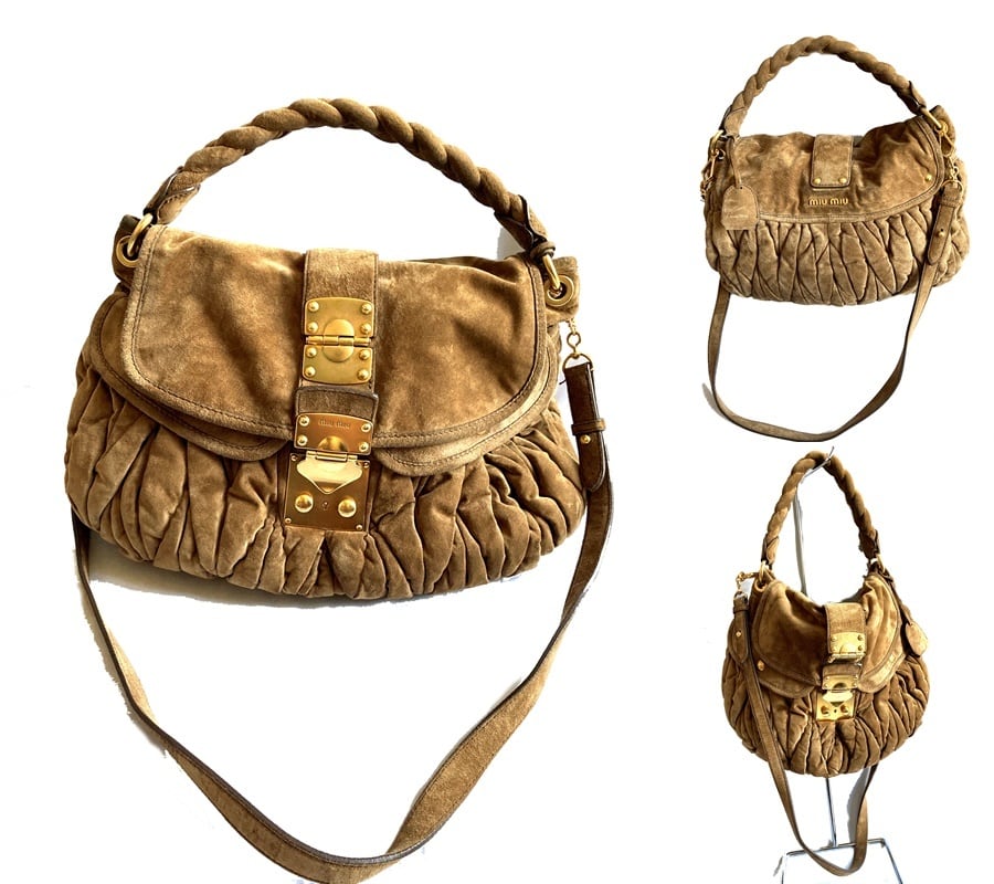 美品 名作 MIUMIU ミュウミュウ マテラッセ ロゴ 2way レザー