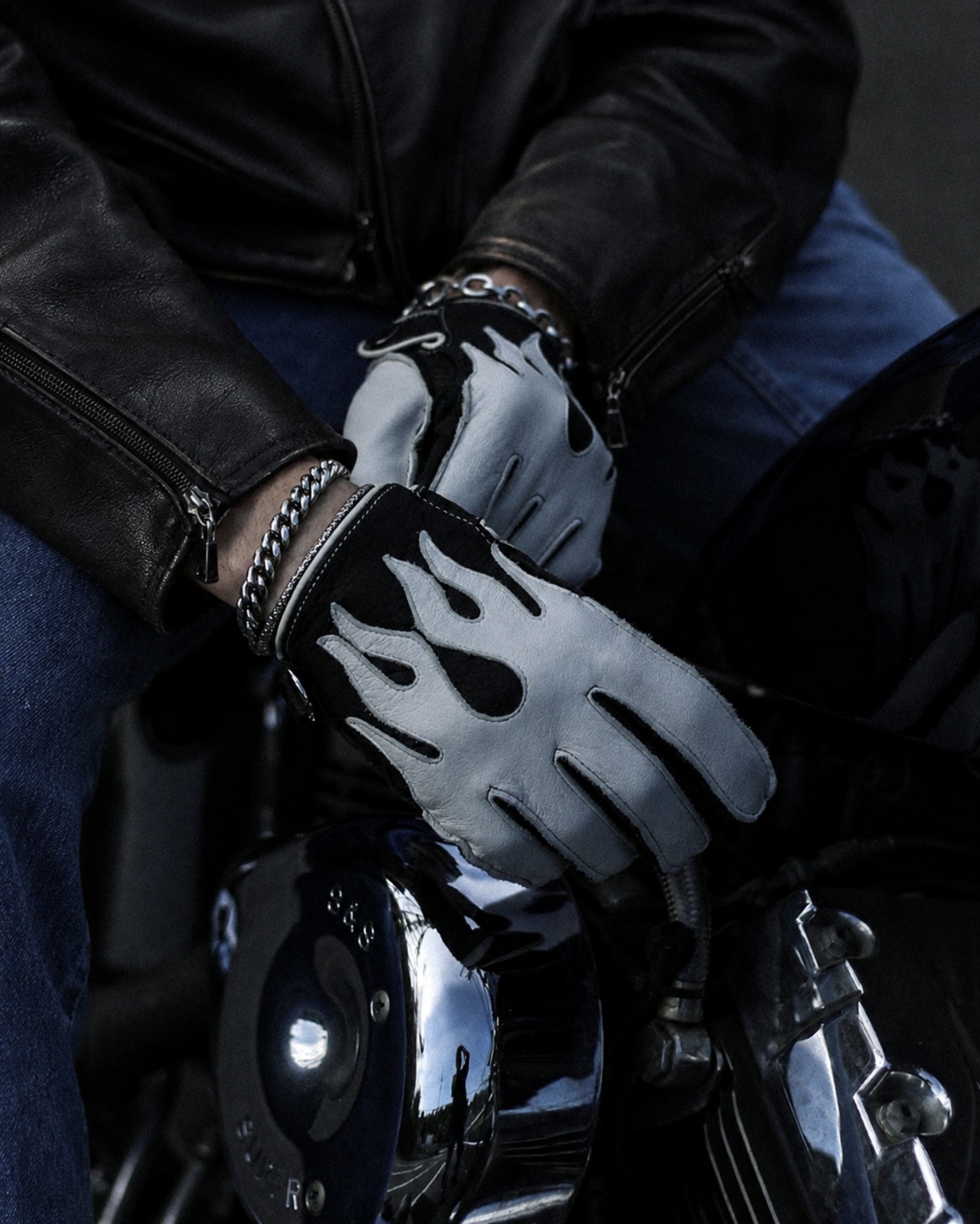 本革/送料無料】FLAMES GLOVE/フレイムスバイクグローブ | BARYFROMTHENORM