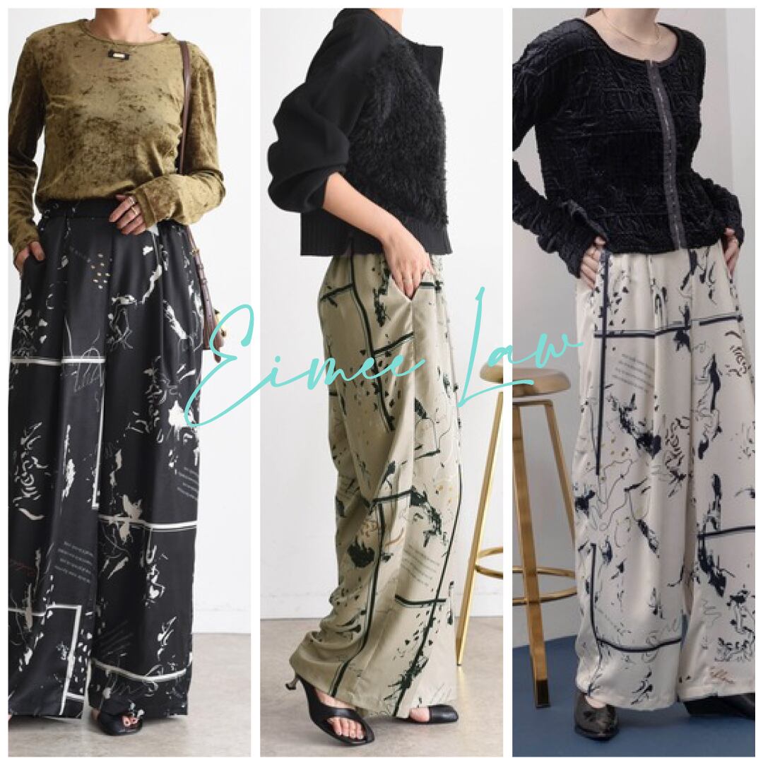 【Eimee Law】シルエットアートptタックパンツ(83834E)