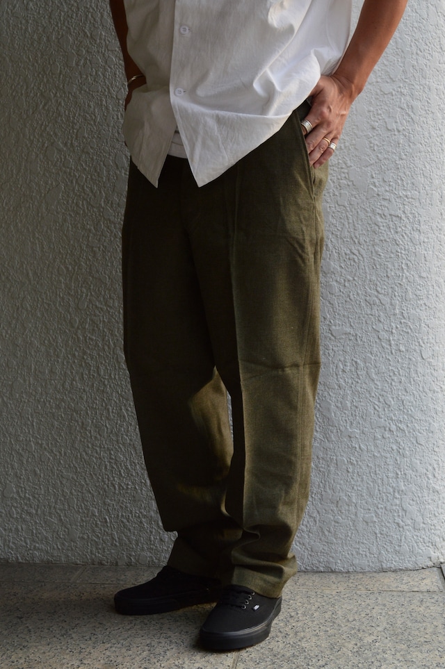 Bergian Army ABL 1968's PVBA BEGETEX社 HeavWool Gabardine Slacks Dead Stock Wool Trouser ベルギー軍 ウールスラックス ダークオリーブ