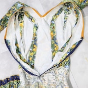 フラメンコ 衣装 ワンピース ドレス ボランテ フリル レース CANELA PURA 柄 模様 緑 紺 青 水玉 花柄 グリーン系 ネイビー系 フリルスリーブ ボリューム 大きい袖 豪華 デザイン しっかりした生地 衣装用 レディース