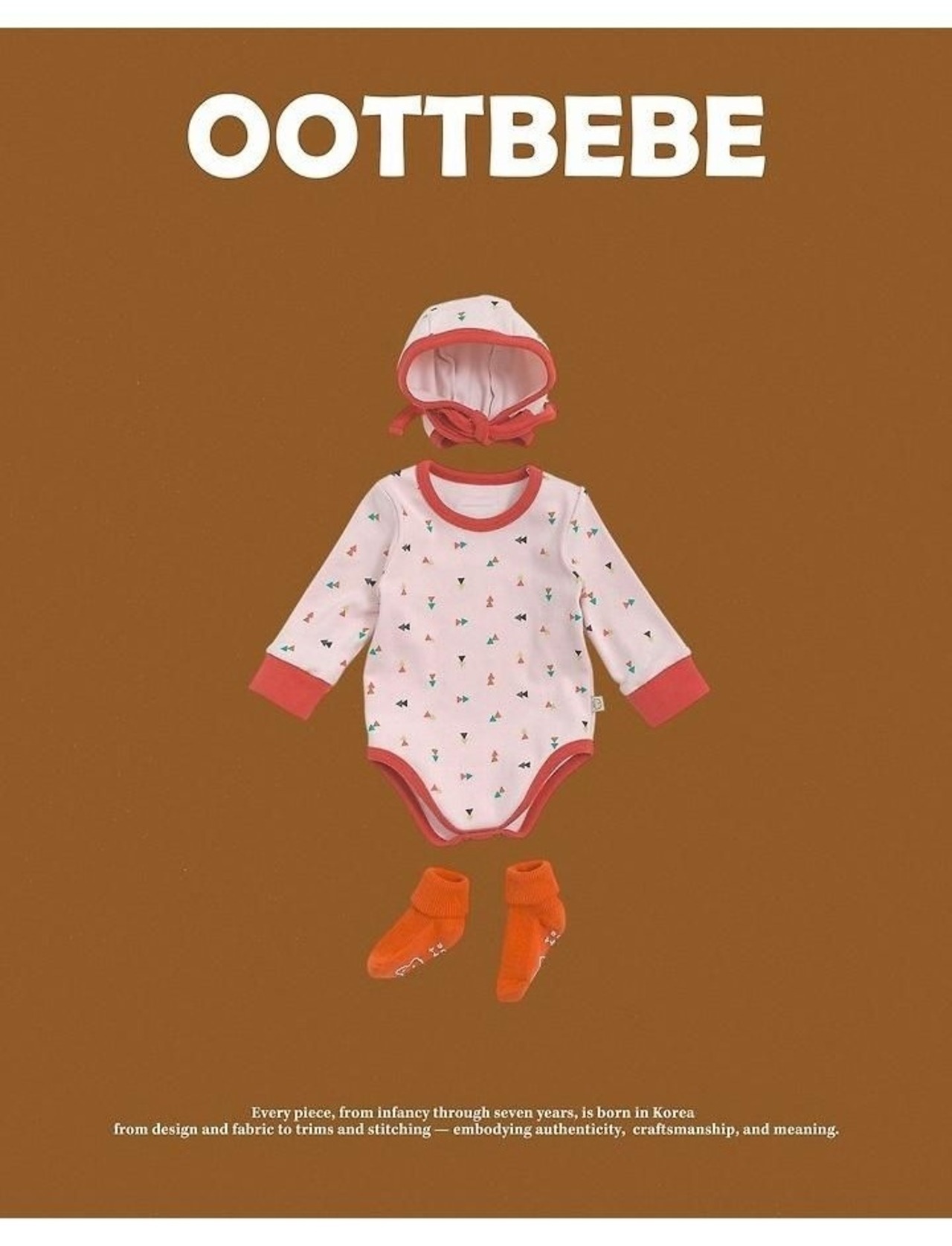 韓国子供服 / 26winter / oottbebe / さんかくしかくベビースーツ(ボンネットセット) / ベビー / 冬服 *S~M*