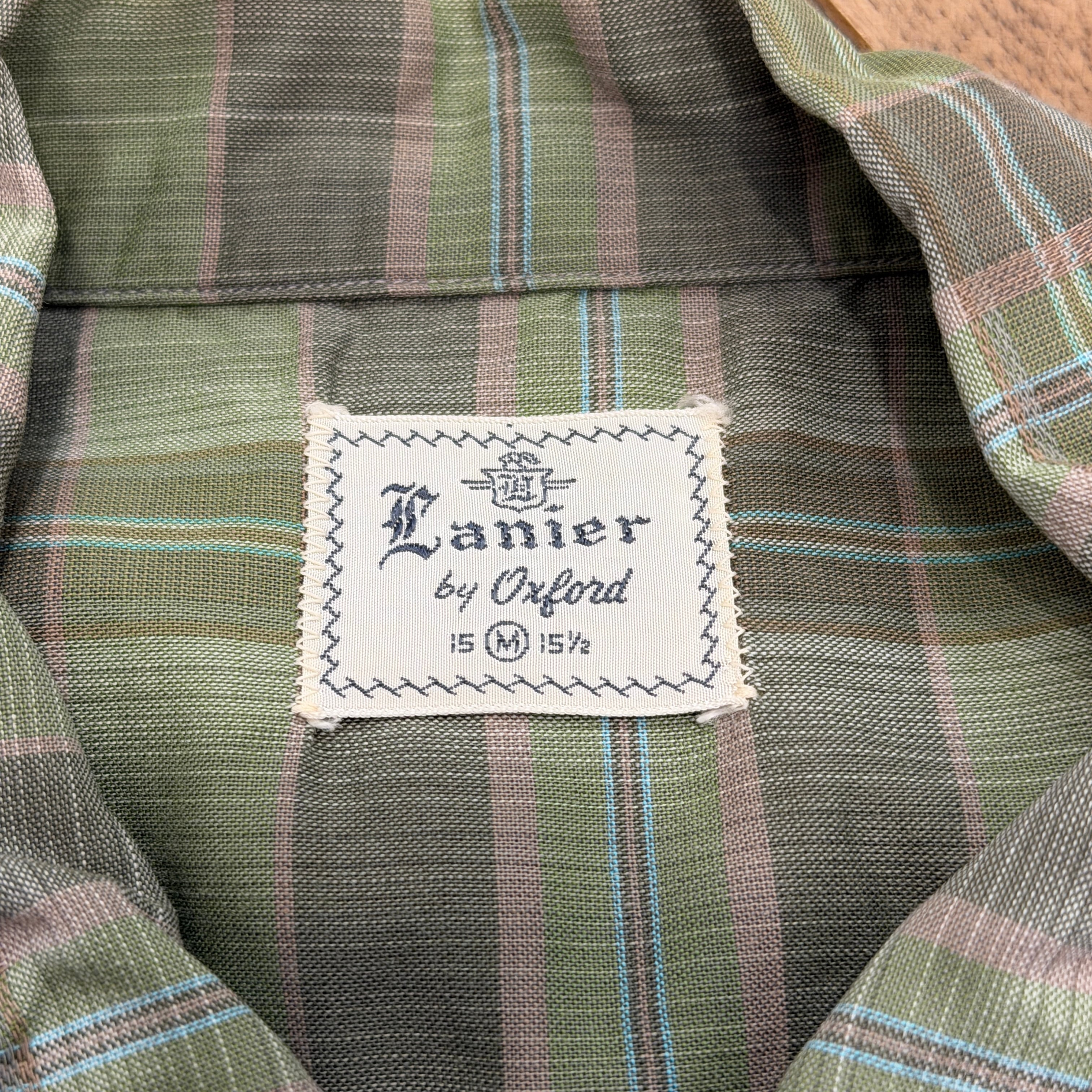 60s ヴィンテージ Lanier by Oxford チェックシャツ Mサイズ 1960'S VINTAGE LANIER S/S COTTON CHECK SHIRT | safarionline