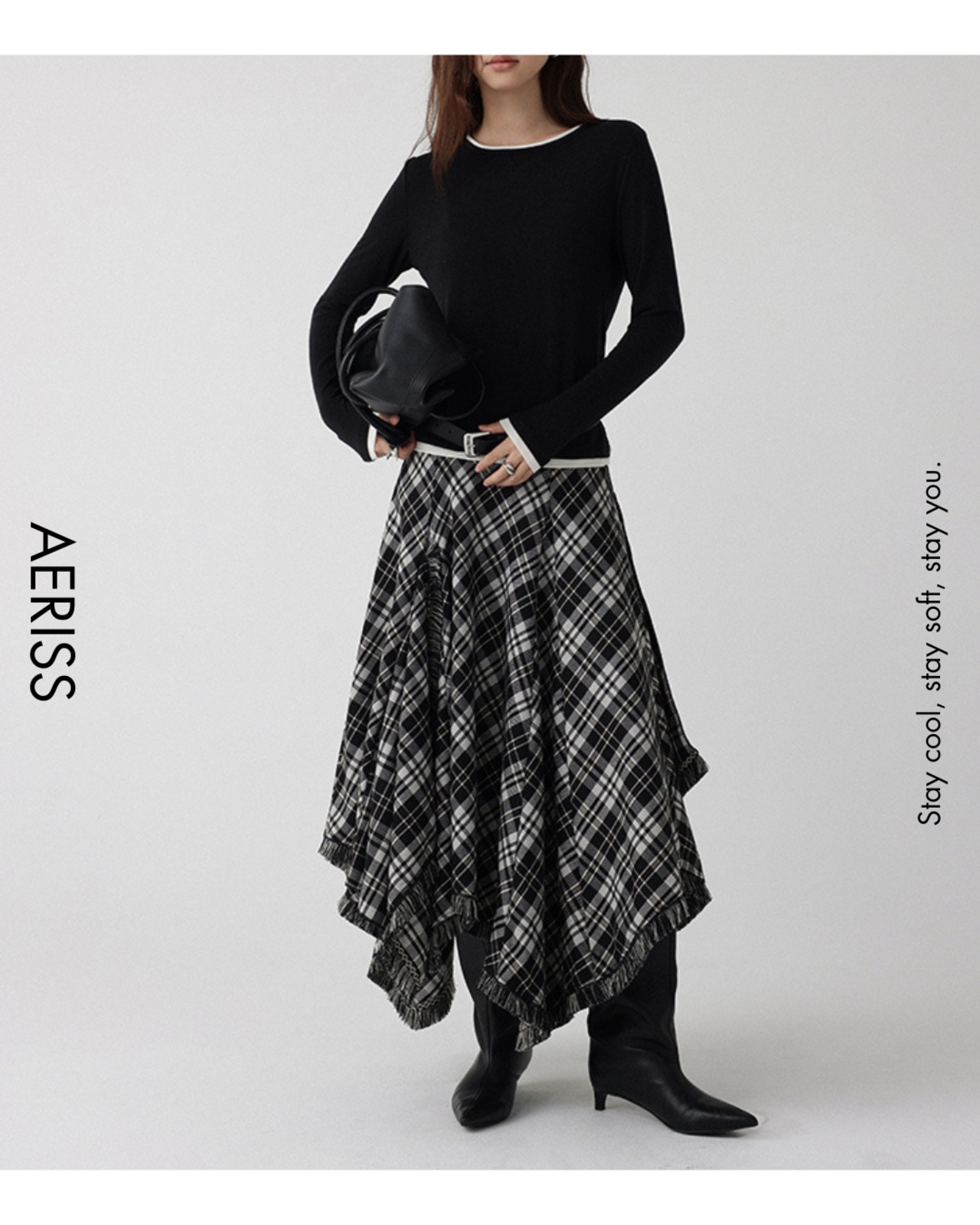 エッジフリンジ チェックAラインスカート A0733 - 6