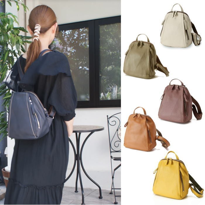 日本製〕GENOVA（IMAIBAG）牛革製・シュリンクヌメ Wジッパー