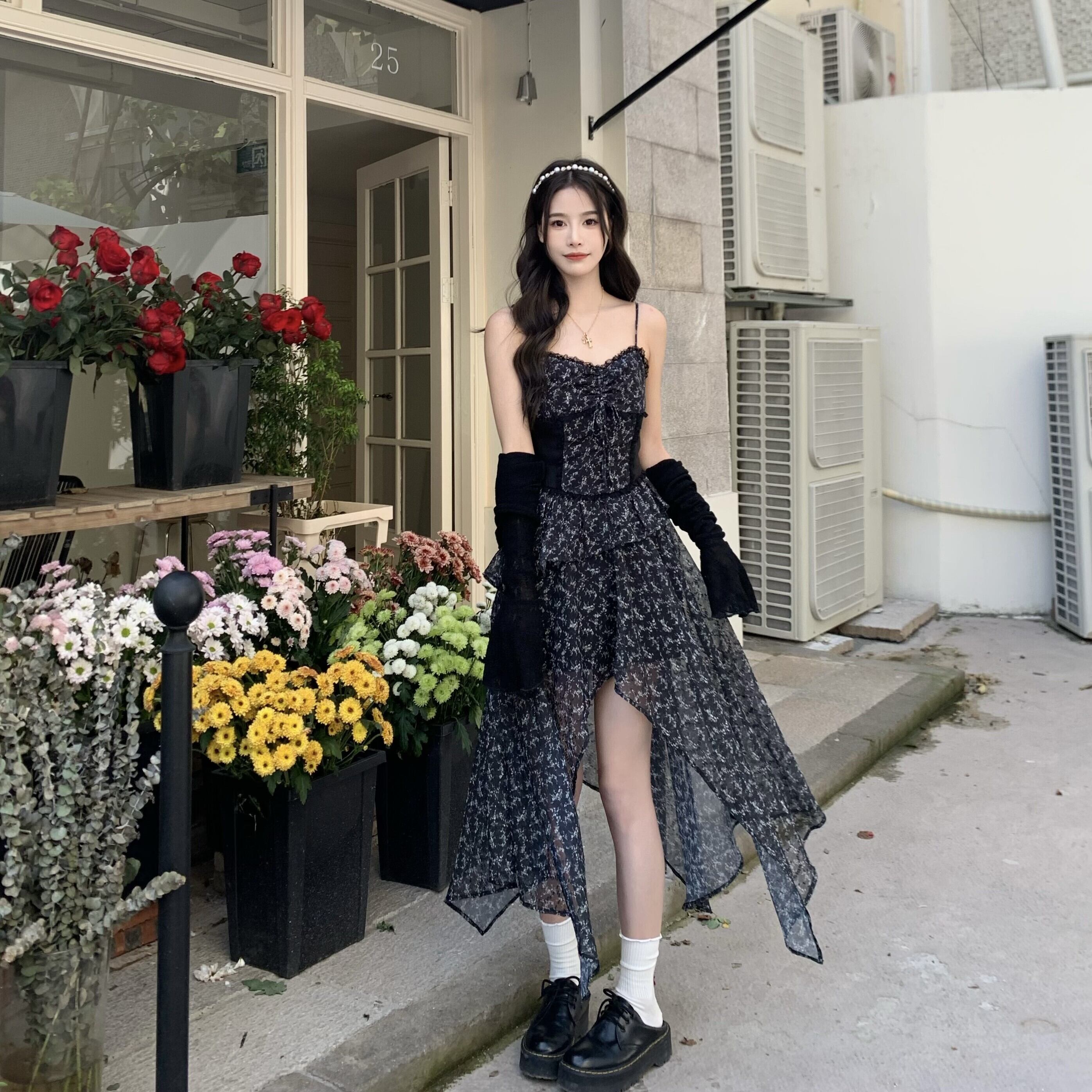 ワンピース ノースリーブ キャミソール ミニ丈 タック