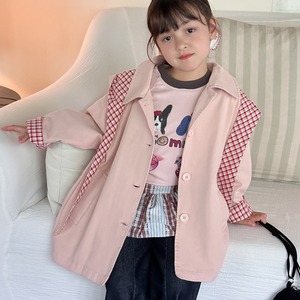 秋イギリス風チェックパッチケープコート