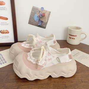 Pink floral platform sandal sneakers(ME058)