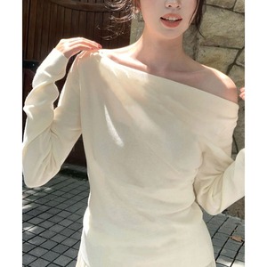 オフショルダー ニット 長袖 レディース 春秋 韓国 オフショル トップス きれいめ 大人 カジュアル ニットセーター ギャザーニット 肌見せ ストレッチ 大人可愛い 大人女子
