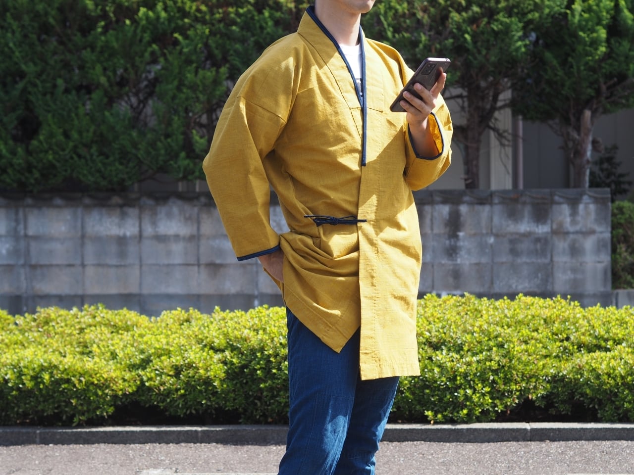 長着」会津木綿 衿まわりは松阪木綿 一枚仕立て 新品生地 | 雪中野良着