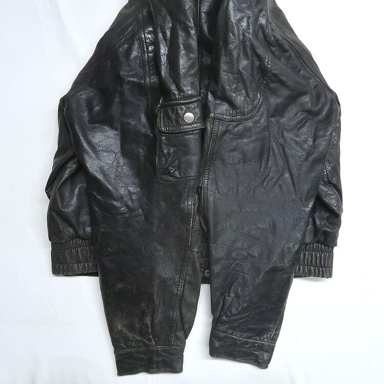 vintage 古着 レザーブルゾン ブラック 80's- DELUXE LEATHER WEAR 80〜90s頃ヴィンテージレザージャケット