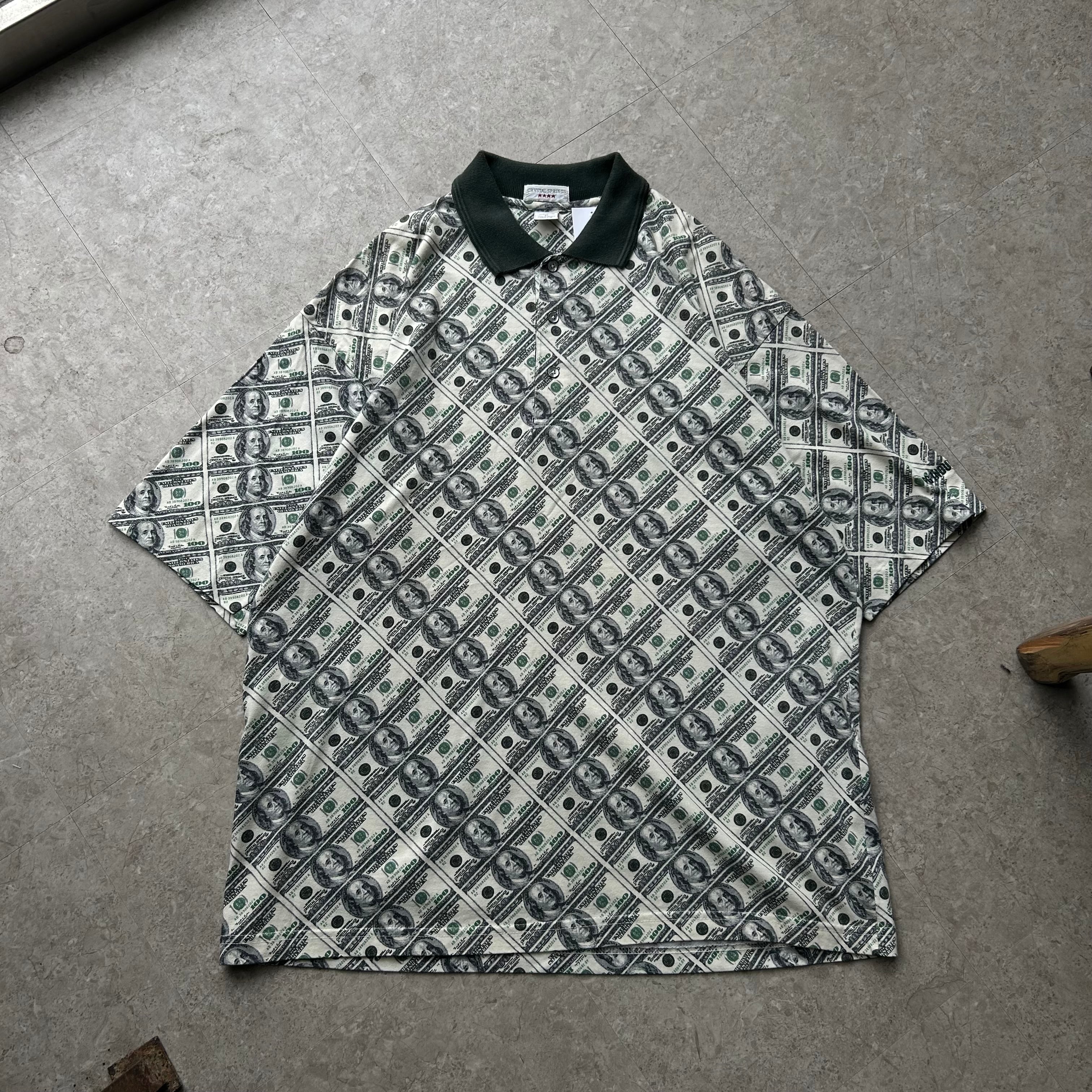 old Crystal Springs "Dollar Bill Pattern" S/S polo shirt【仙台店】