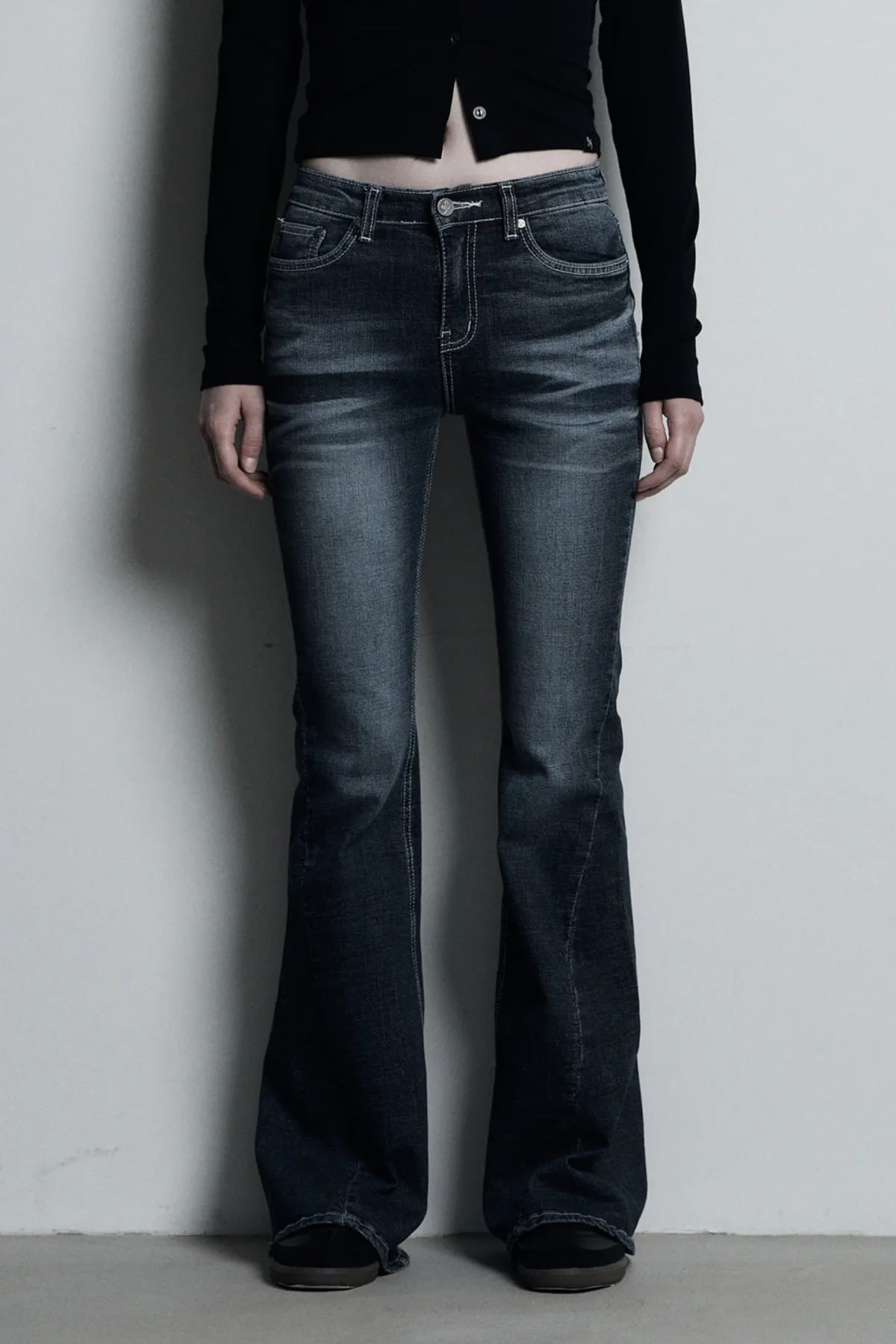 ☆aespa ジゼル 着用！！【SYNERJYN】CAT WASHING DENIM PANTS DEEP