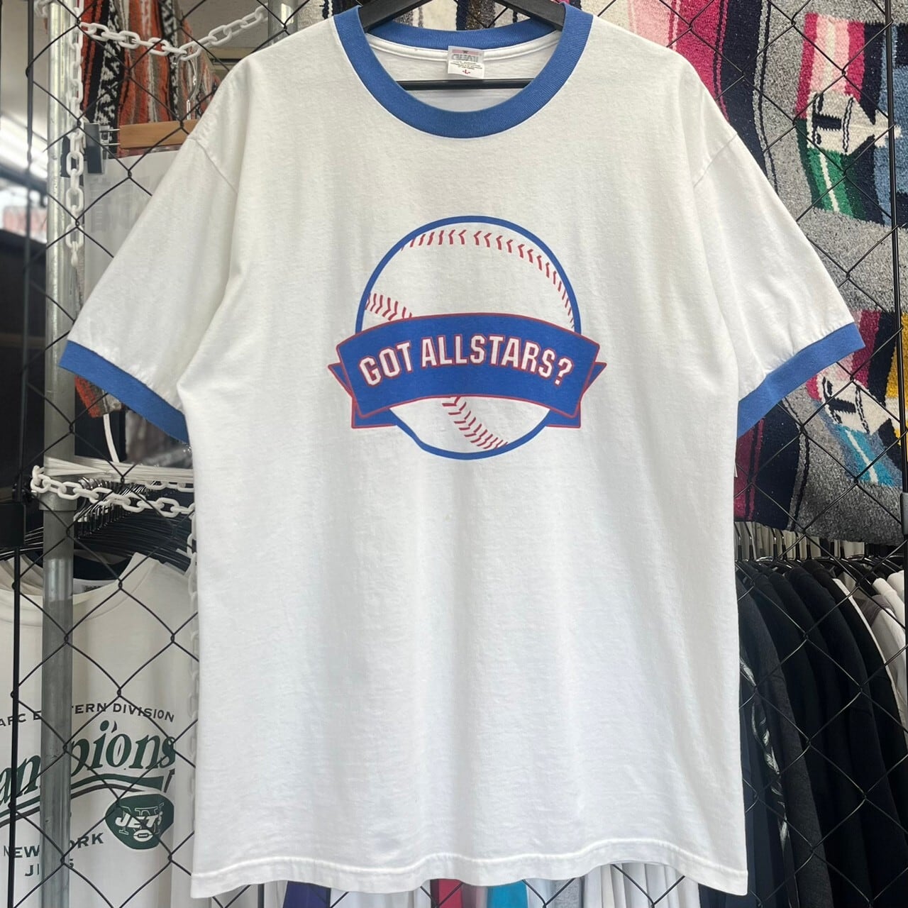 90s デザインTシャツ リンガー ベースボール プリント L 古着 古着屋 ...