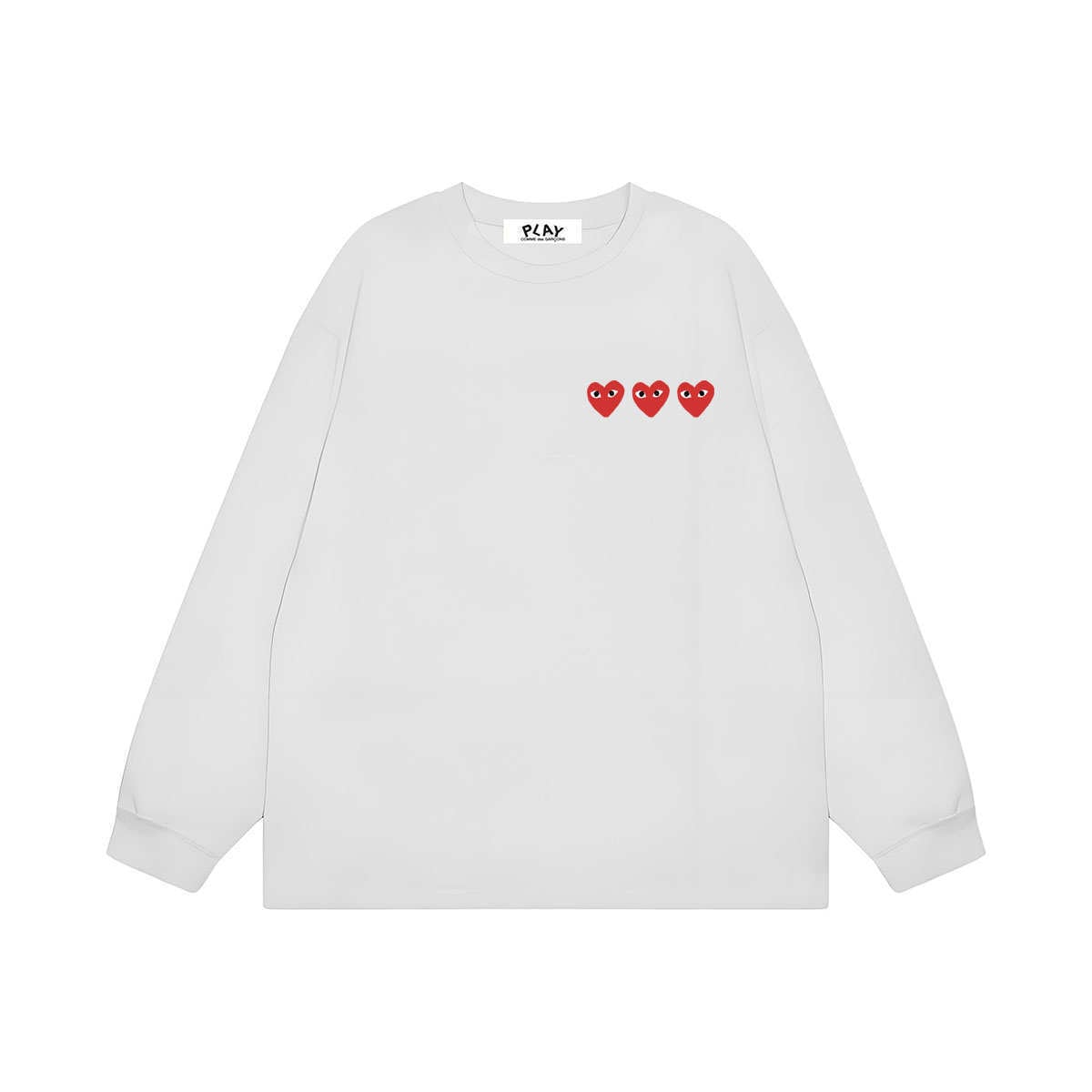 プレイ コムデギャルソン PLAY COMME des GARCONS マルチハートプリント cdg 長袖 Tシャツ メンズ レディース 長袖 柔らかい肌触り クルーネック 長袖 ロゴプリント カットソー