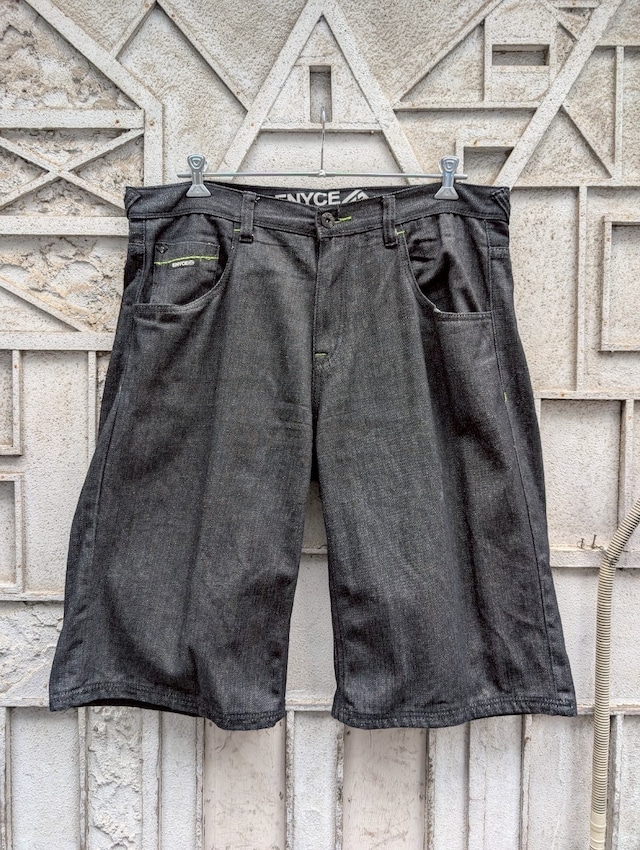 "ENYCE" black denim shorts