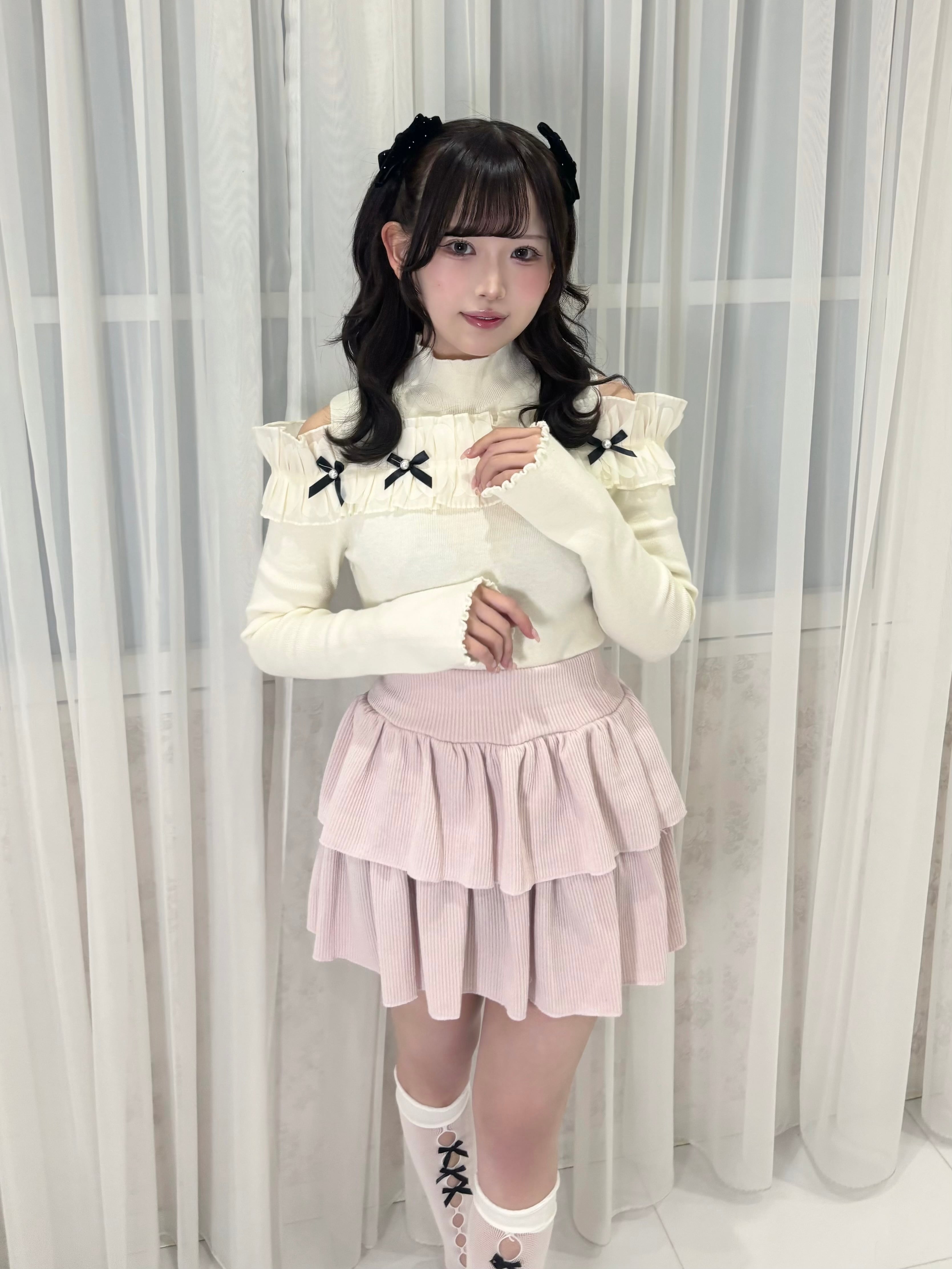 【Renonqle】creamy tiered mini skirt