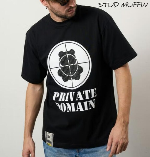STUD MUFFIN スタッドマフィン Tシャツ 半袖 コットン天竺 ターゲットベアフォームプリント 半袖Tシャツ メンズ トップス ブラック 614-02874