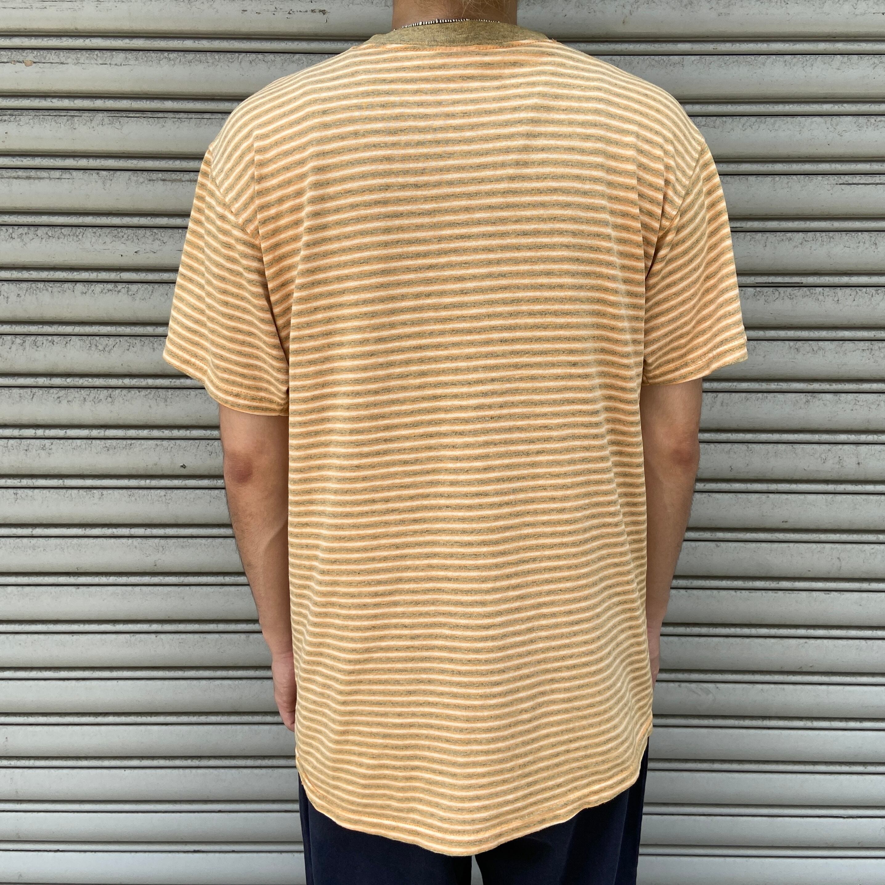 (古着)90s jantzen マルチボーダーTシャツ　cityboy SALE 90〜2000\u0027s puritan マルチボーダー柄 ポケットTシャツ S