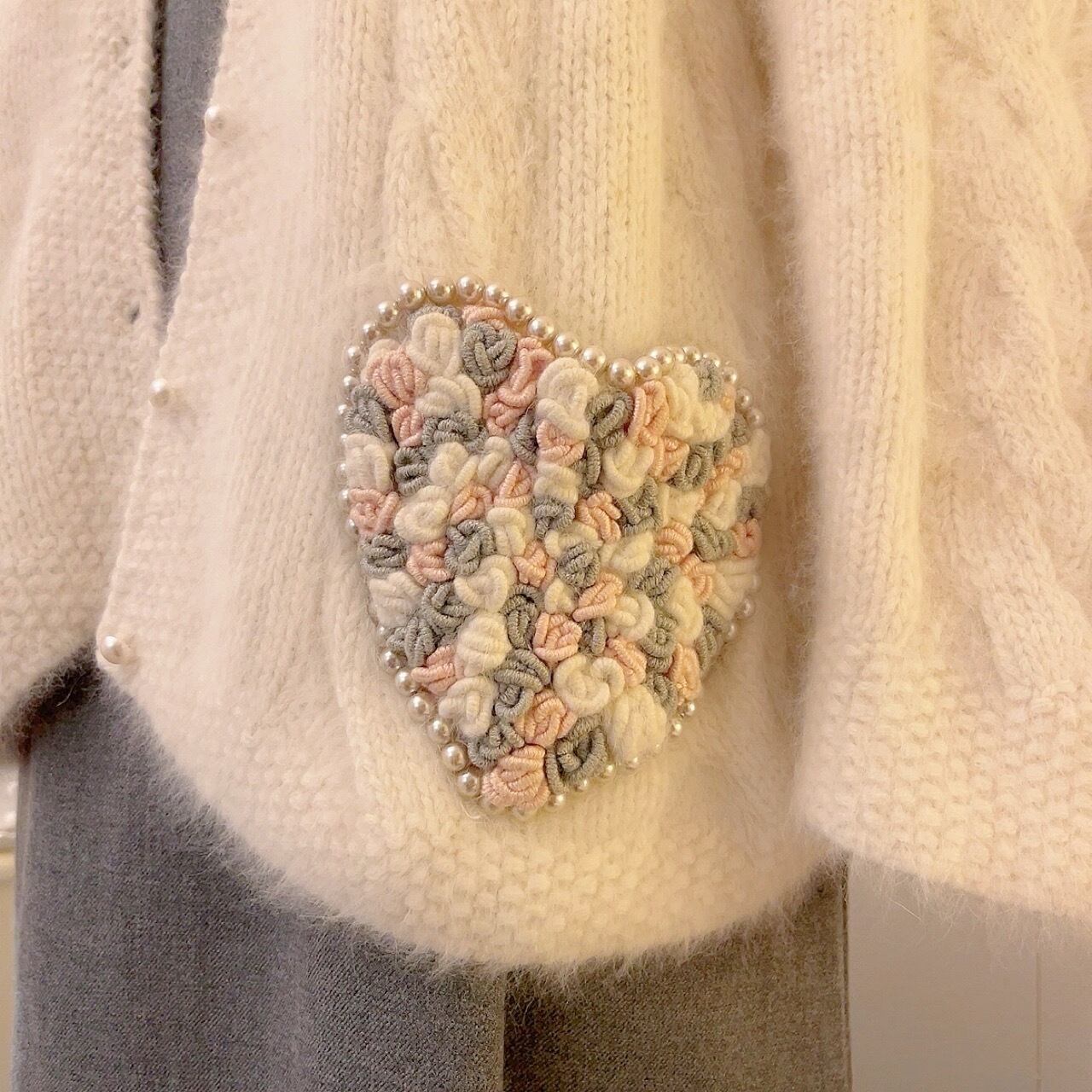 pearl ♡ pocket angora knit cardigan