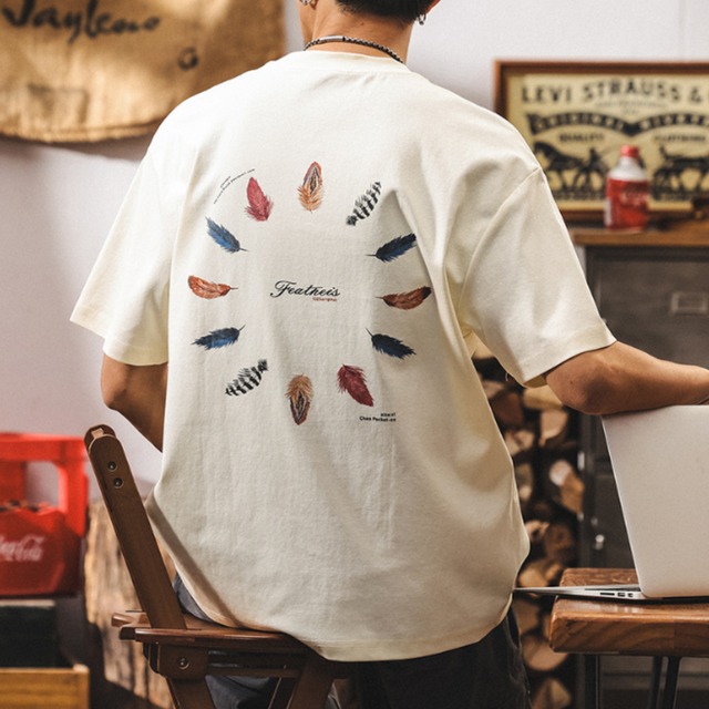 Back print design retro t shirt ( 2color )