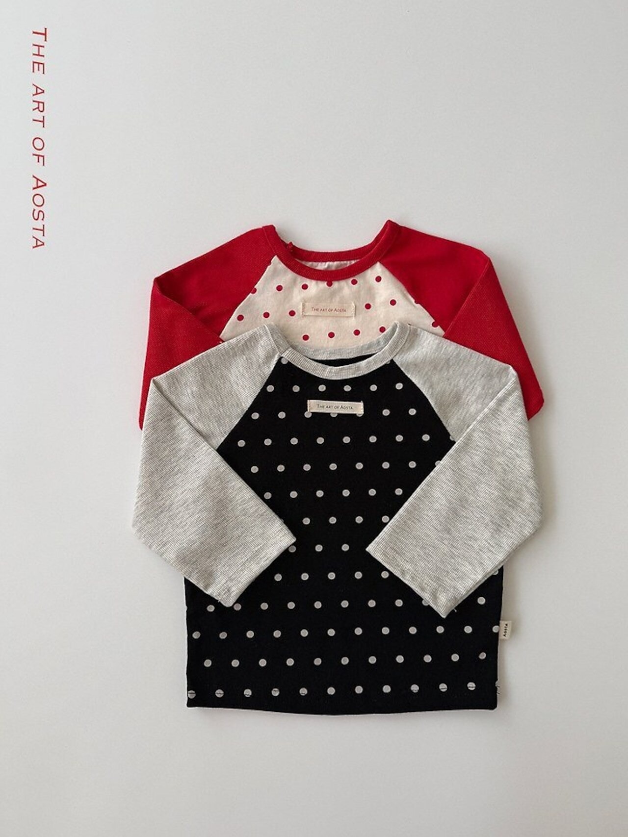 韓国子供服 / 26Autumn / Aosta / ドットラグランTシャツ / 秋服 *S~XXL*