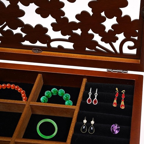 ジュエリーボックス 木製 大容量 5段 引き出し 仕切り 収納 整理 スタイリッシュ アクセサリーケース 宝石箱 インテリア 北欧 ３色 ホワイト ブラウン ライトブラン