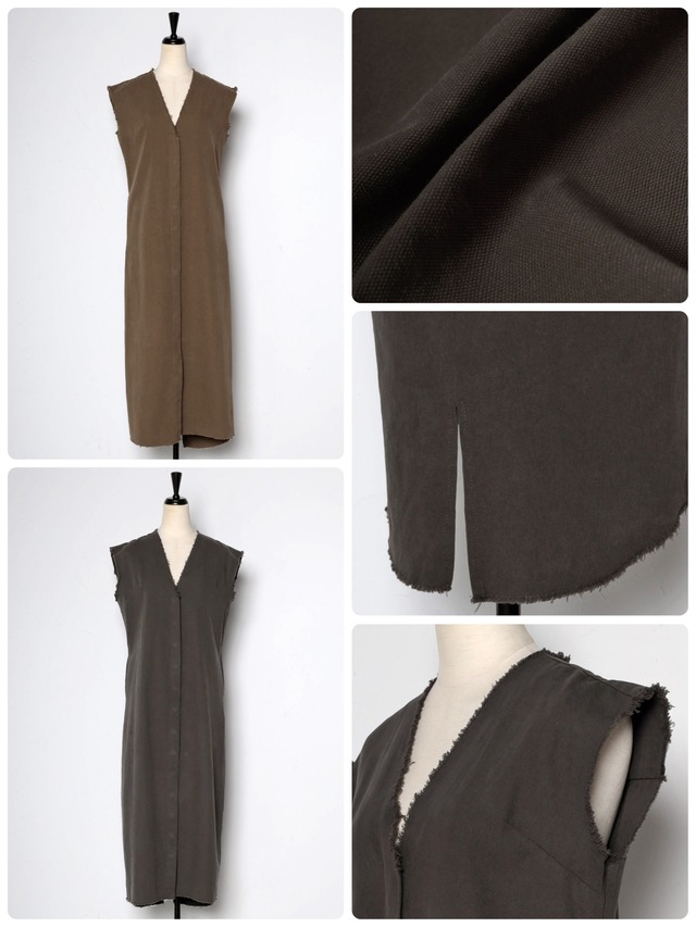 Vネックジレワンピース